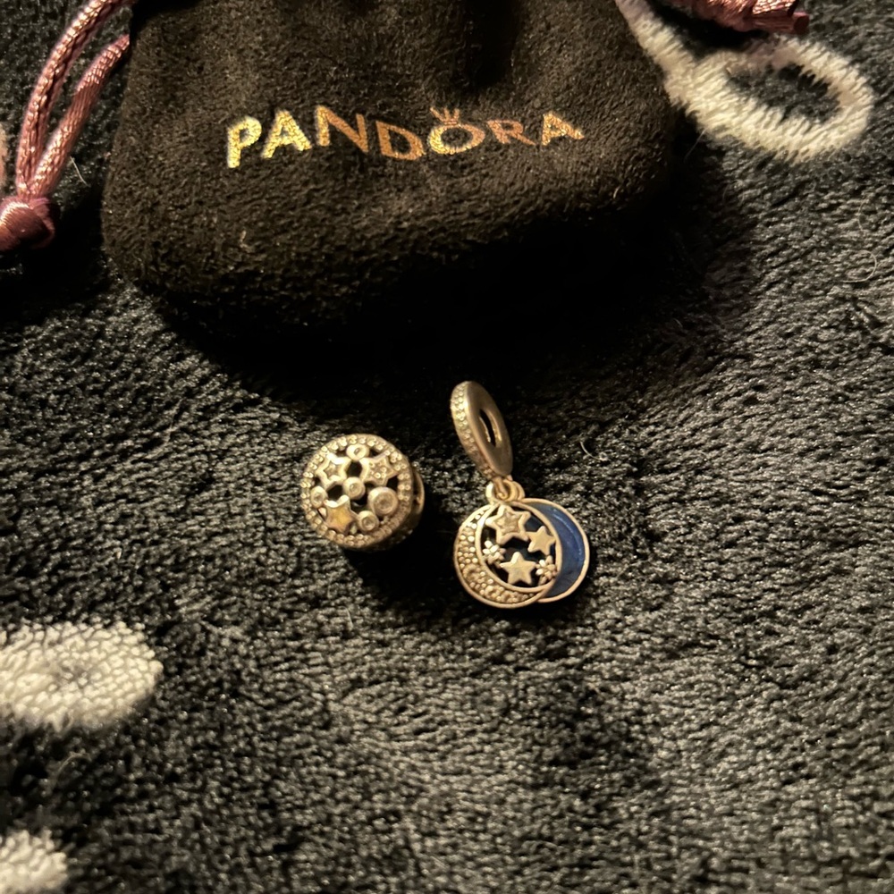 Pandora Silver and Blue Star Charms